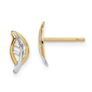 Madi K Kid's 14k  & White Rhodium Leaf Post Earrings