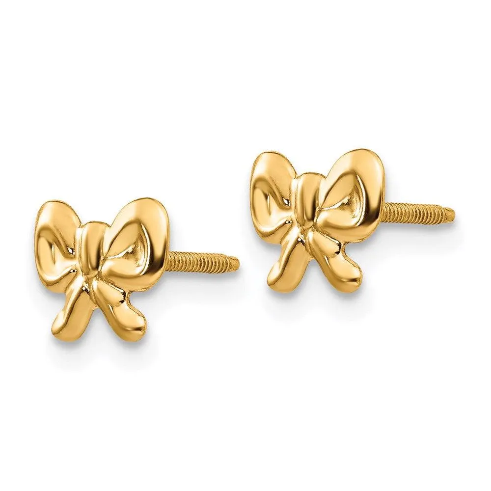 Madi K Kid's 14k  Bows Screwback Earrings