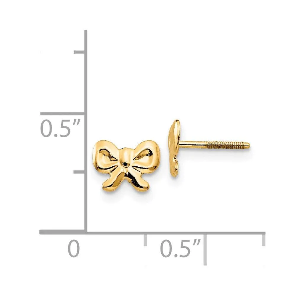Madi K Kid's 14k  Bows Screwback Earrings
