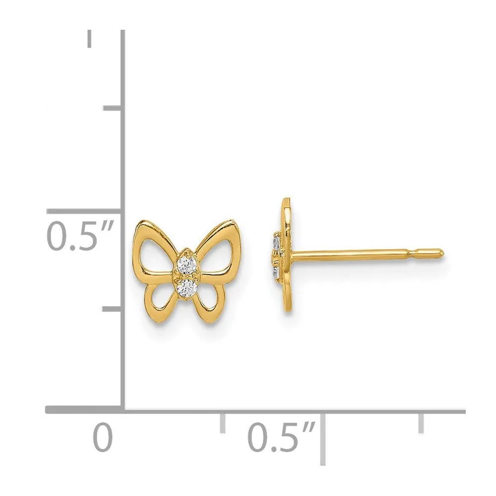 Madi K Kid's 14k  Butterfly CZ Stud Earrings