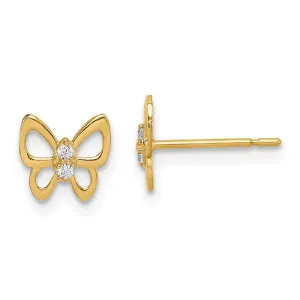 Madi K Kid's 14k  Butterfly CZ Stud Earrings