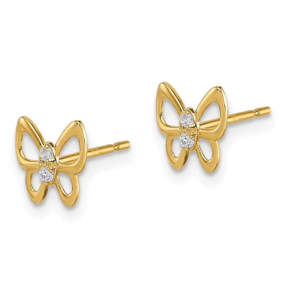 Madi K Kid's 14k  Butterfly CZ Stud Earrings