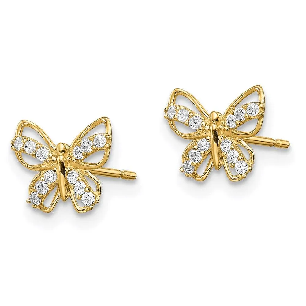 Madi K Kid's 14k  Butterfly CZ Stud Earrings