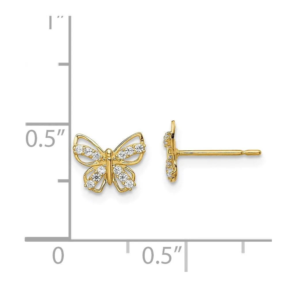 Madi K Kid's 14k  Butterfly CZ Stud Earrings