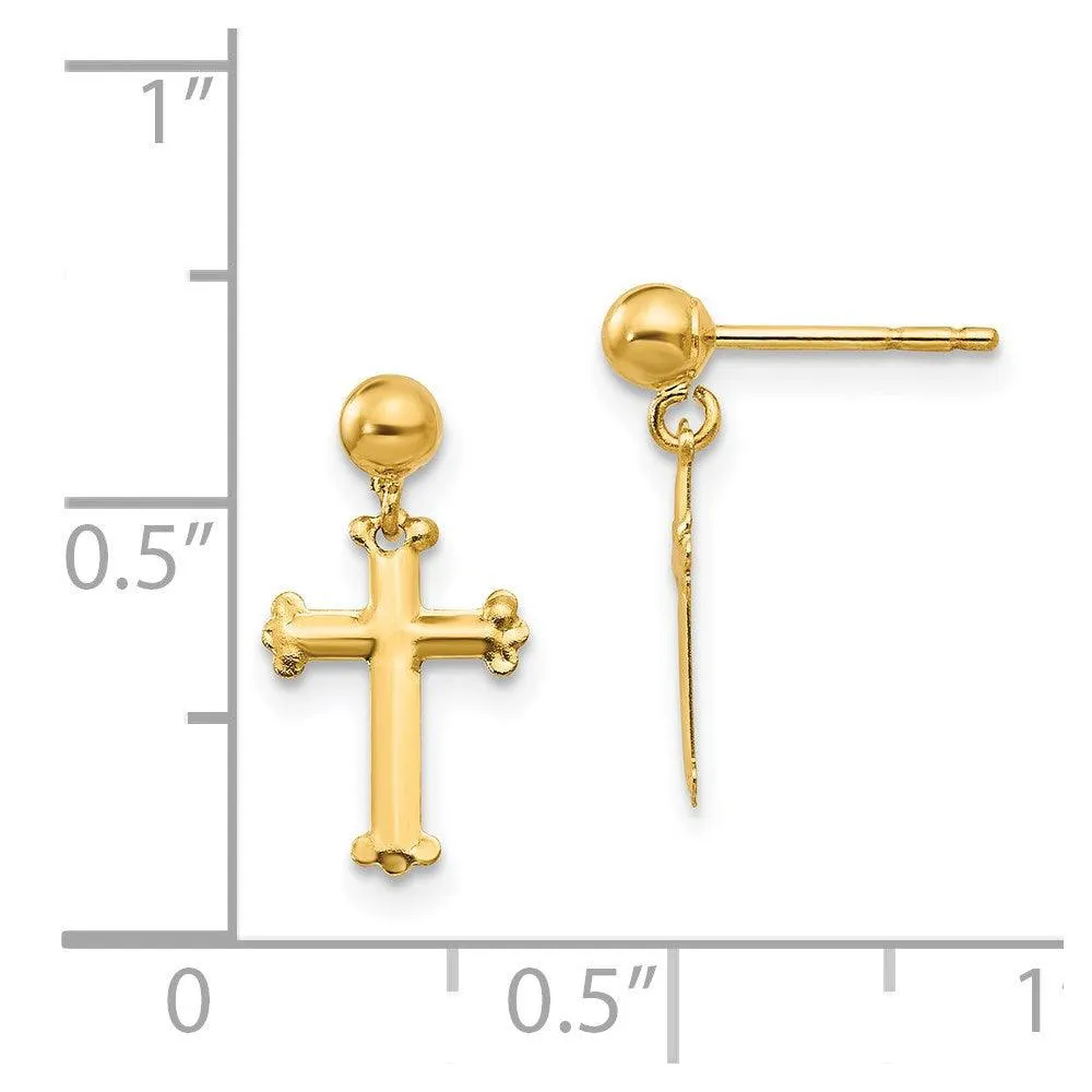 Madi K Kid's 14k  Cross Dangle Post Earrings
