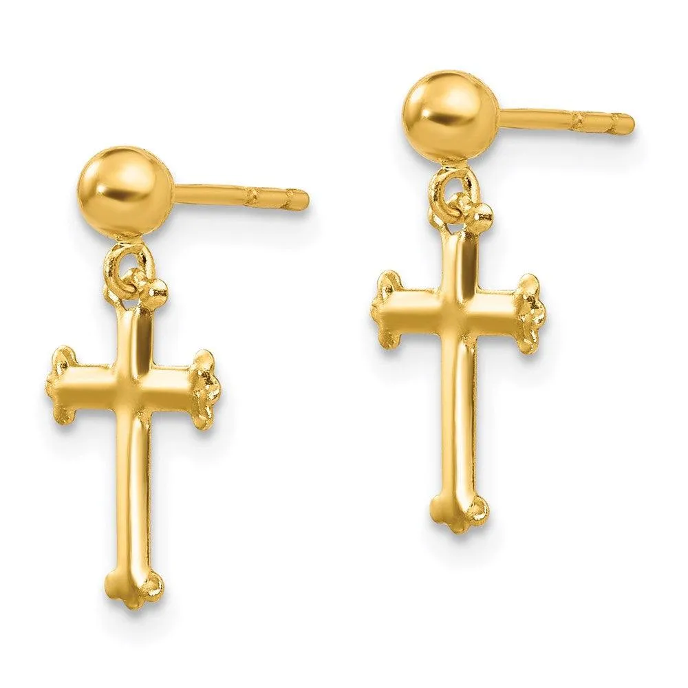 Madi K Kid's 14k  Cross Dangle Post Earrings