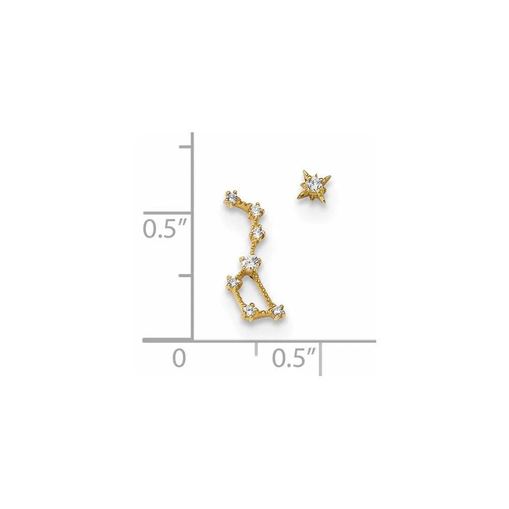 Madi K Kid's 14k   CZ 1 Stud Star & 1 Little Dipper Post Earrings