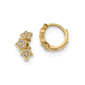 Madi K Kid's 14k  CZ 3-Star Hinged Hoop Earrings