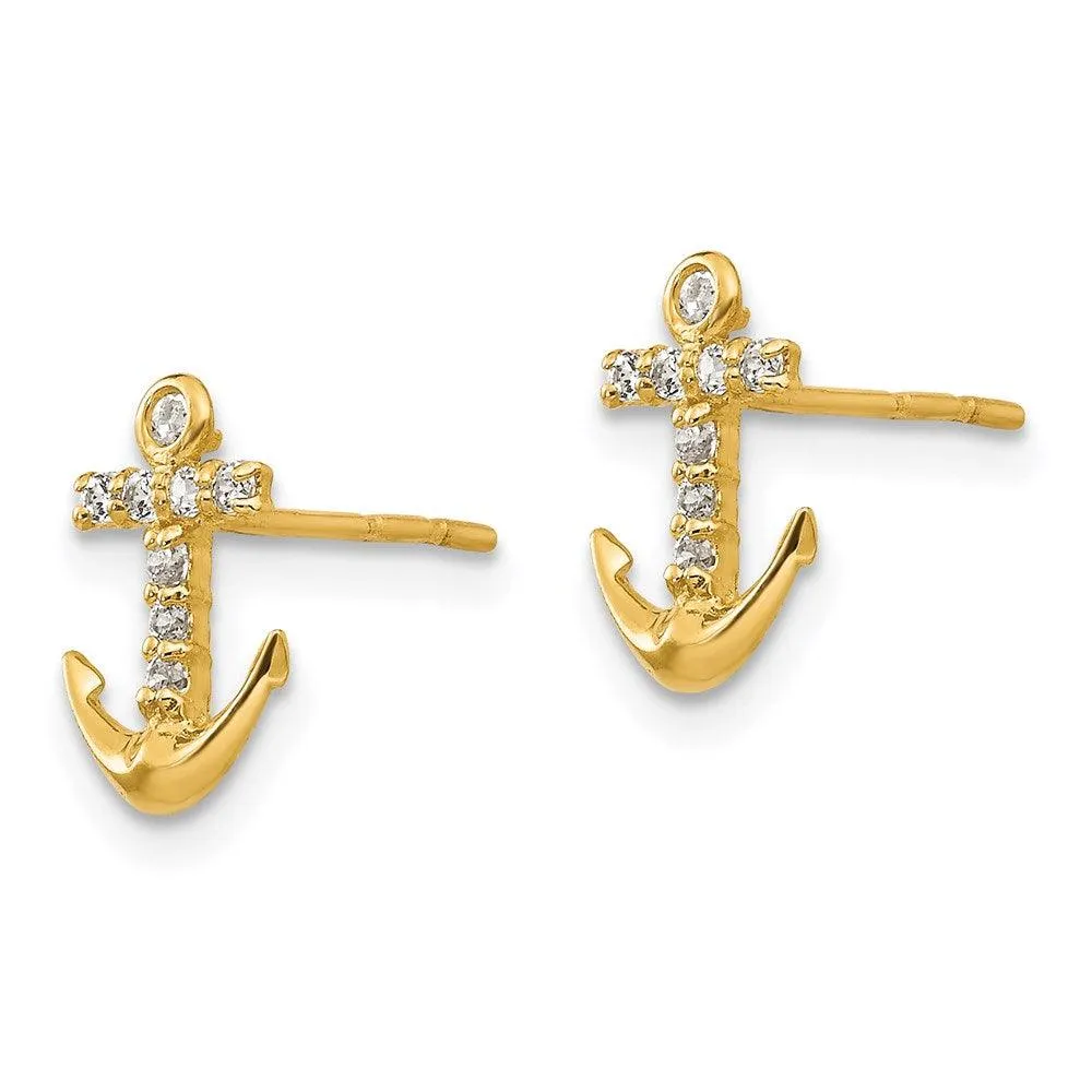 Madi K Kid's 14k  CZ Anchor Post Earrings