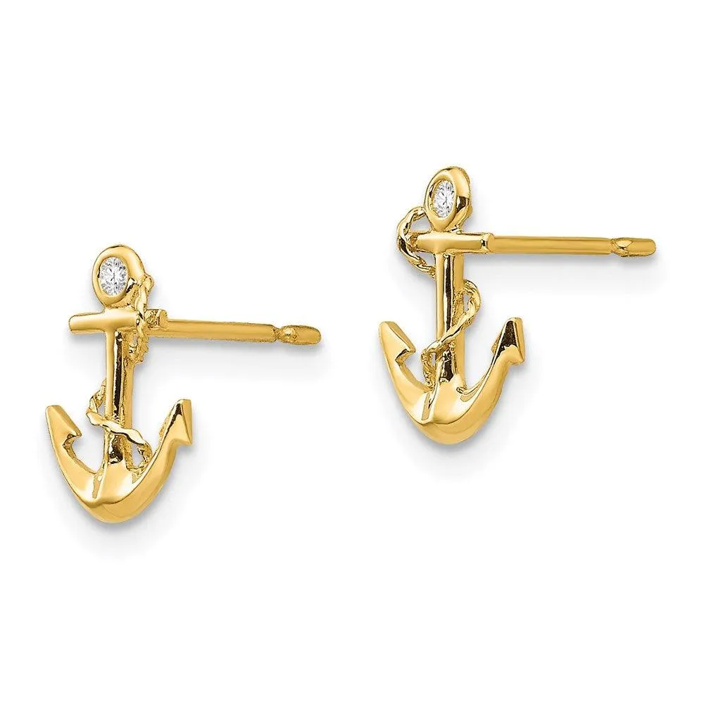 Madi K Kid's 14k  CZ  Anchor Post Earrings