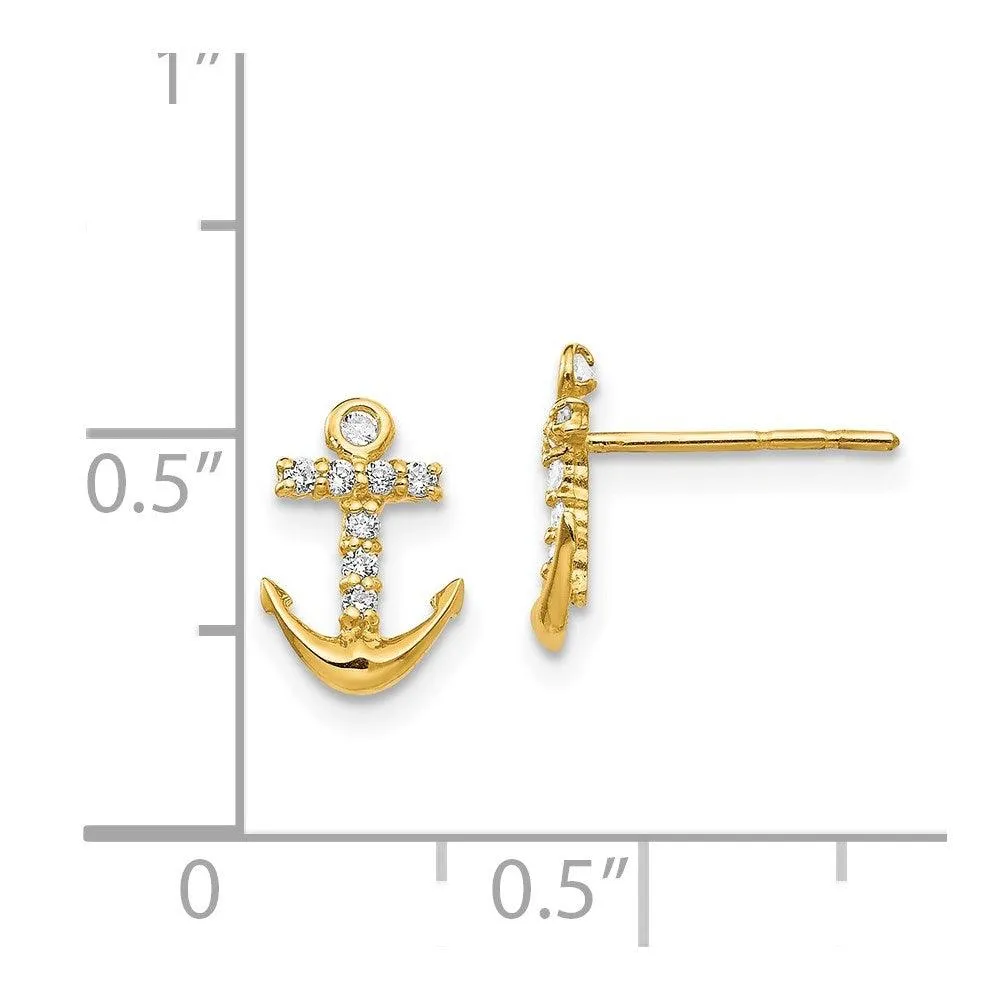 Madi K Kid's 14k  CZ Anchor Post Earrings