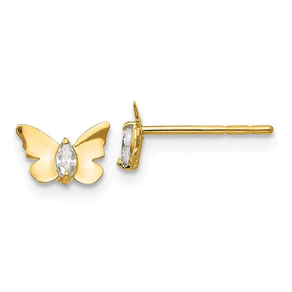 Madi K Kid's 14k  CZ Butterfly Baby Post Earrings