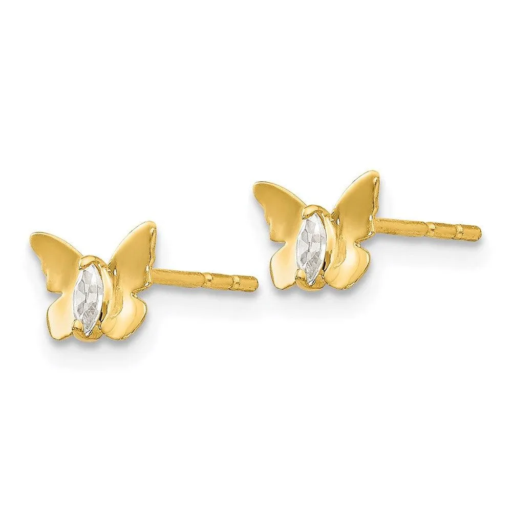 Madi K Kid's 14k  CZ Butterfly Baby Post Earrings