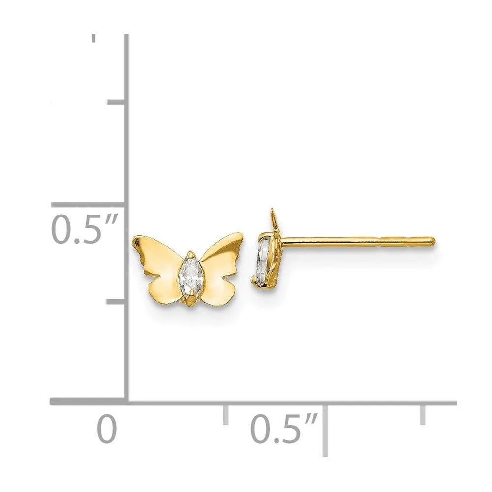 Madi K Kid's 14k  CZ Butterfly Baby Post Earrings