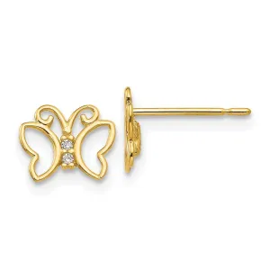 Madi K Kid's 14k  CZ  Butterfly Post Earrings