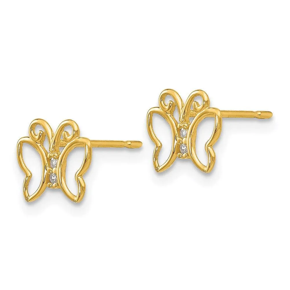 Madi K Kid's 14k  CZ  Butterfly Post Earrings