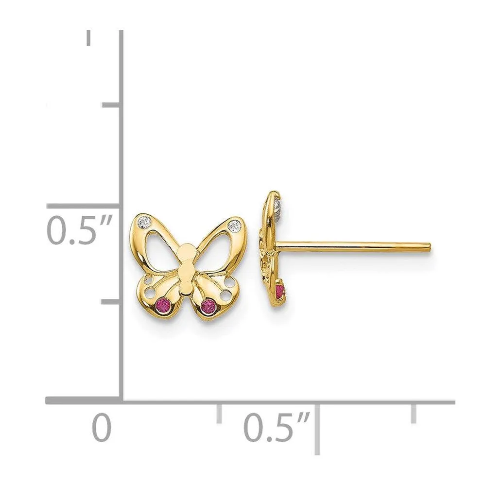 Madi K Kid's 14k  CZ  Butterfly Post Earrings