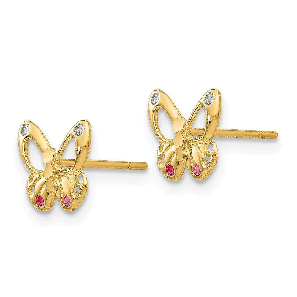 Madi K Kid's 14k  CZ  Butterfly Post Earrings