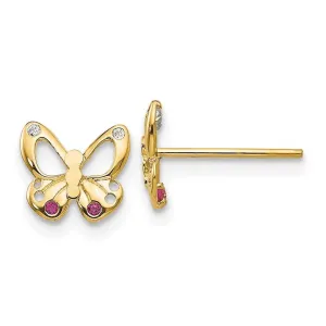 Madi K Kid's 14k  CZ  Butterfly Post Earrings