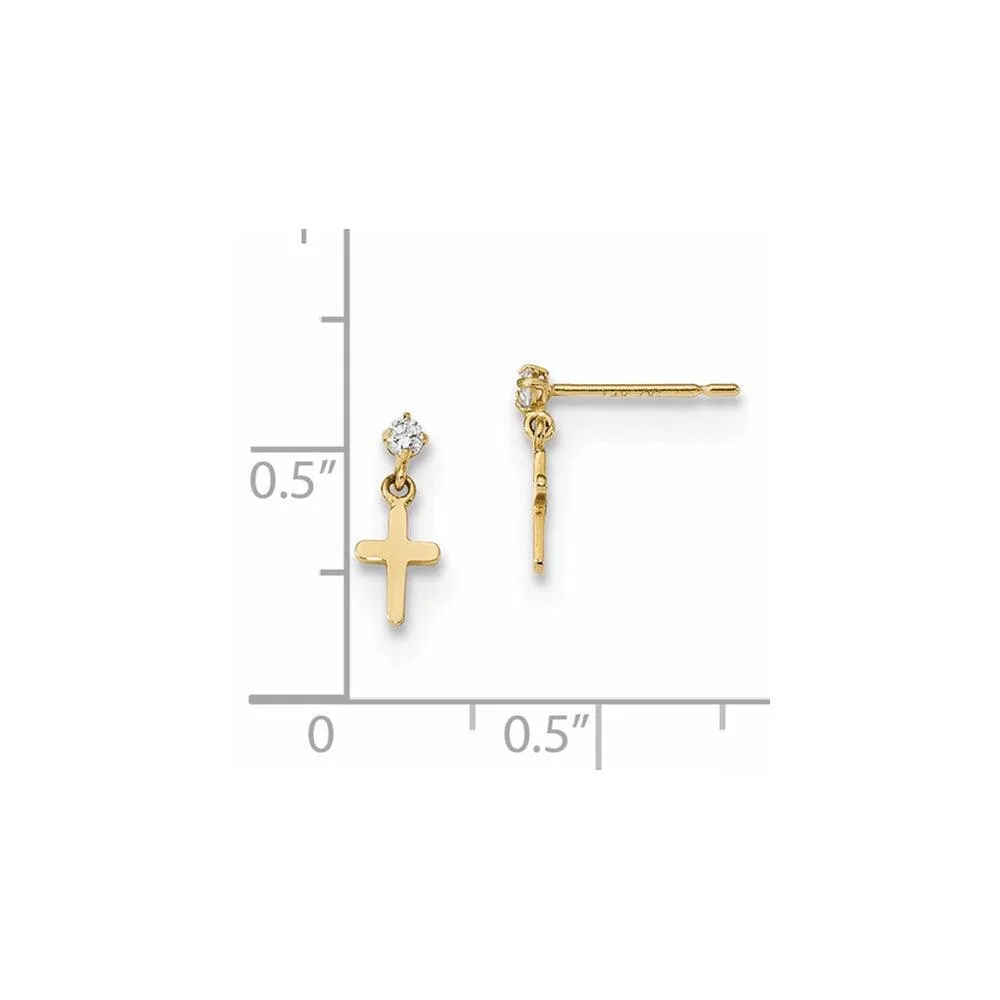 Madi K Kid's 14k   CZ Cross Post Dangle Earrings