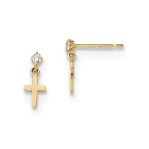 Madi K Kid's 14k   CZ Cross Post Dangle Earrings