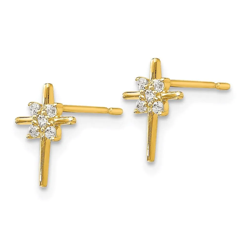 Madi K Kid's 14k  CZ  Cross Post Earrings
