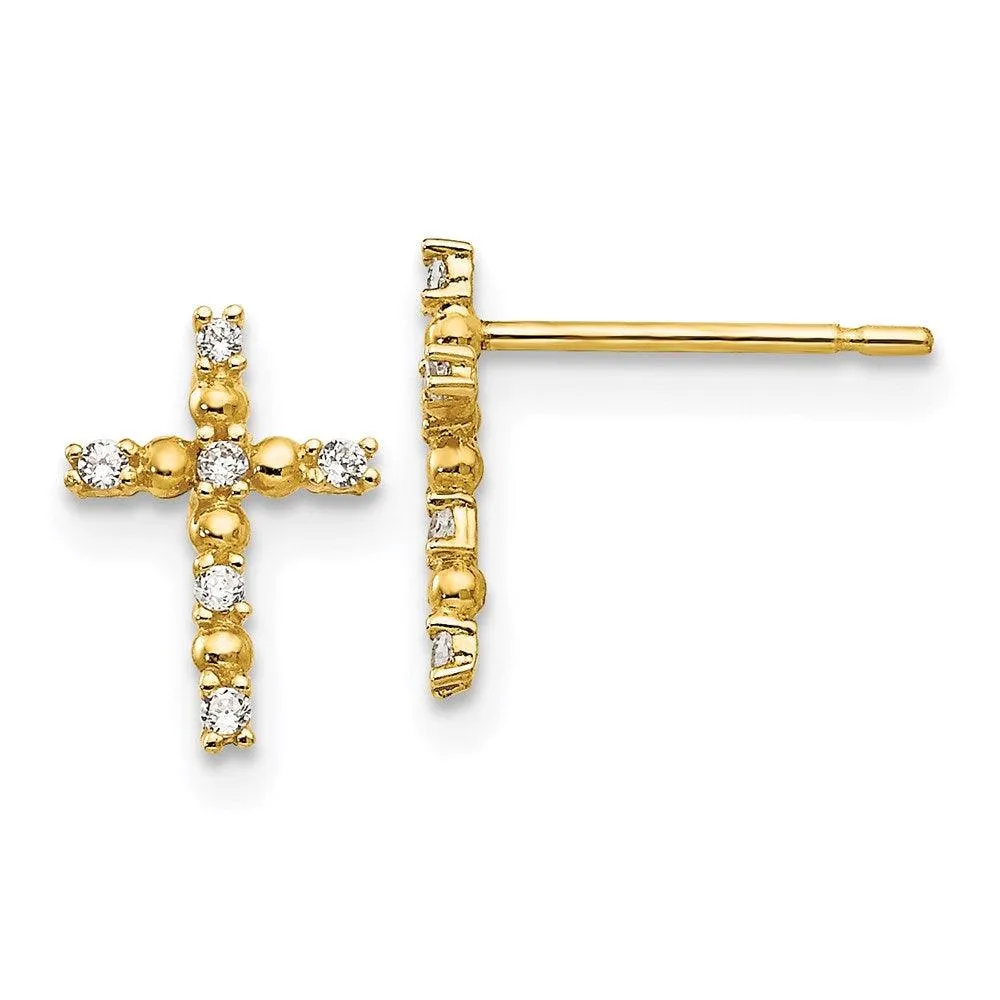 Madi K Kid's 14k  CZ  Cross Post Earrings