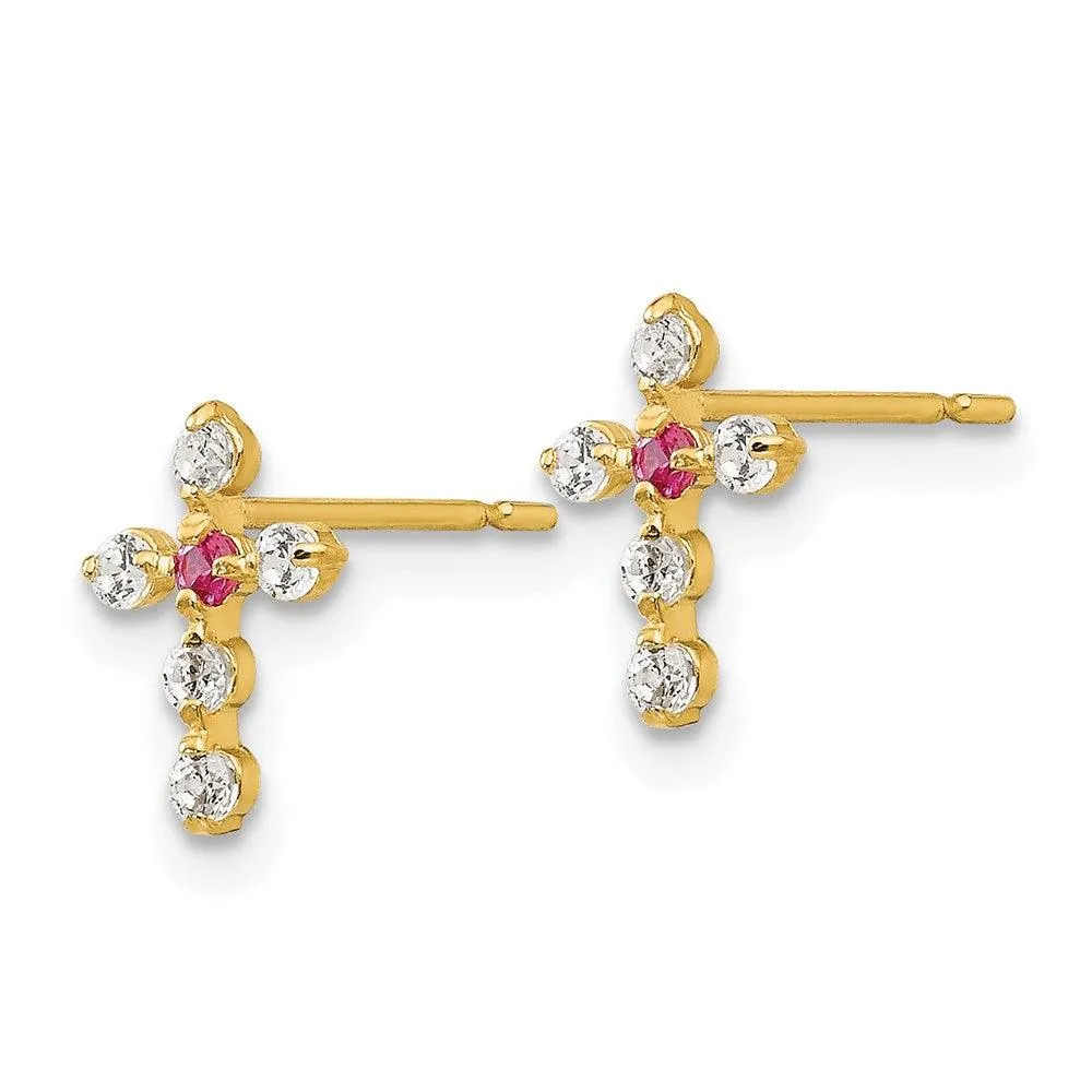 Madi K Kid's 14k  CZ  Cross Post Earrings