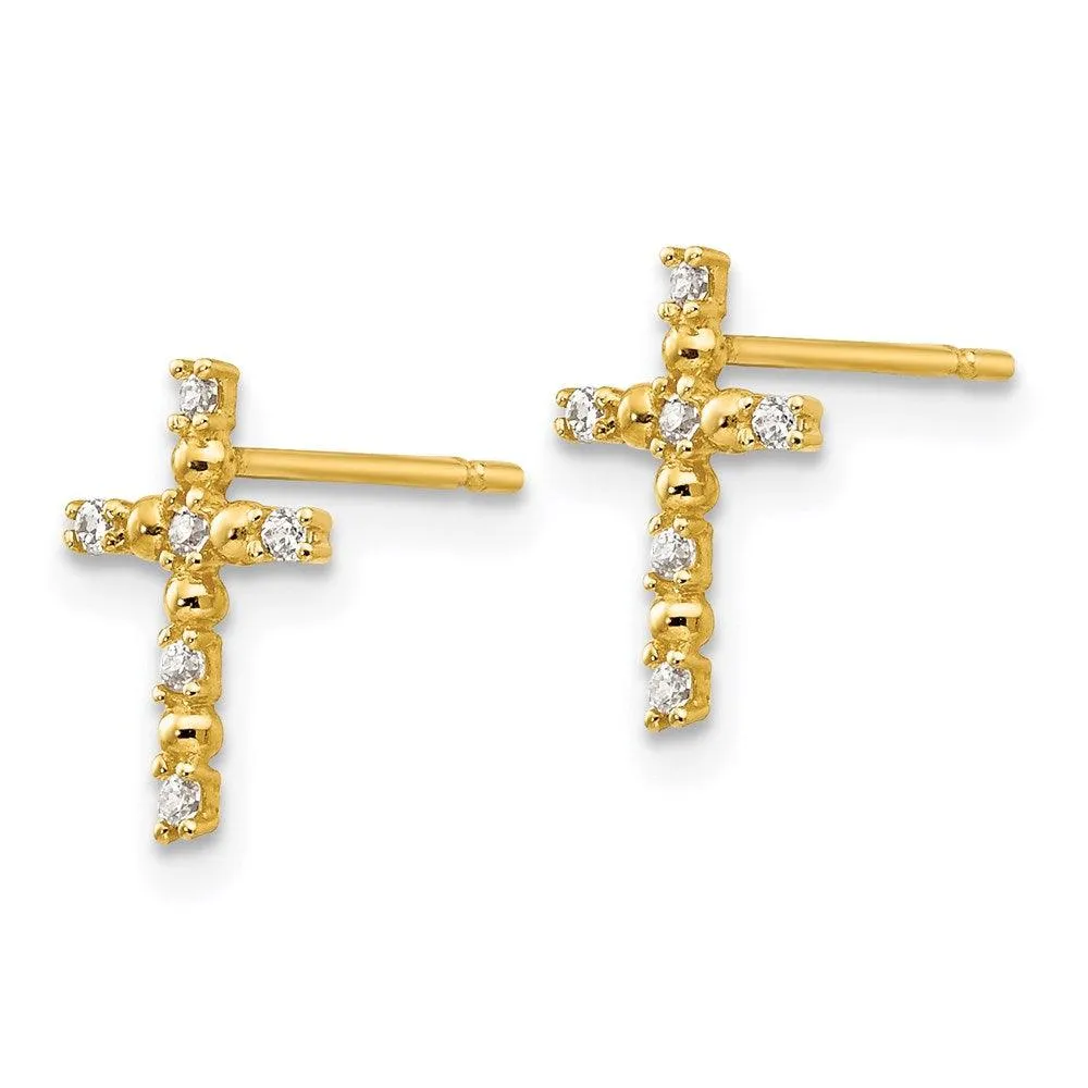 Madi K Kid's 14k  CZ  Cross Post Earrings