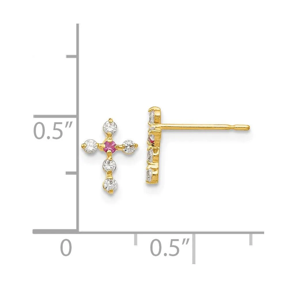 Madi K Kid's 14k  CZ  Cross Post Earrings