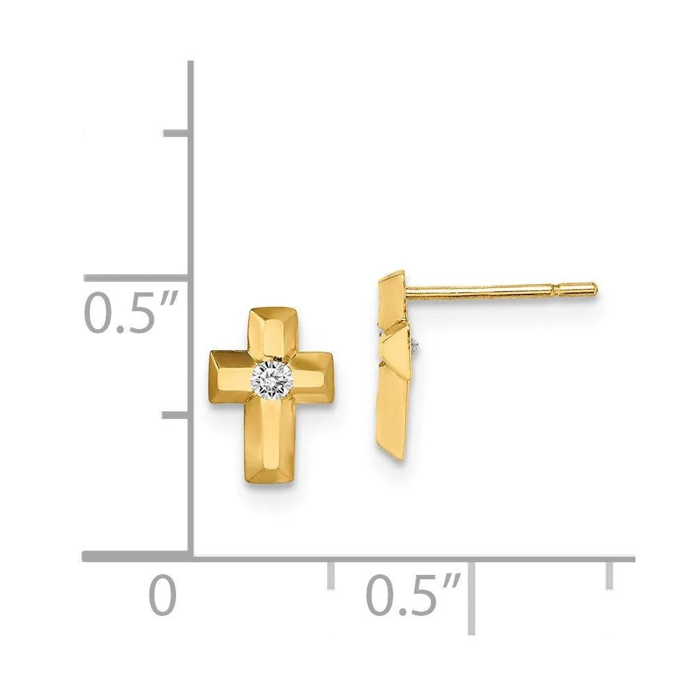 Madi K Kid's 14k  CZ Cross Post Earrings