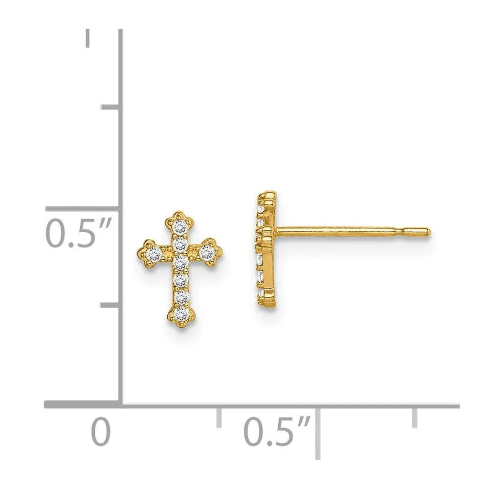 Madi K Kid's 14k  CZ Cross Post Earrings