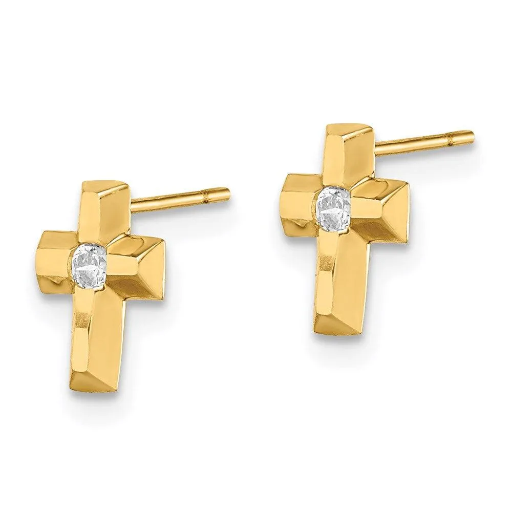 Madi K Kid's 14k  CZ Cross Post Earrings