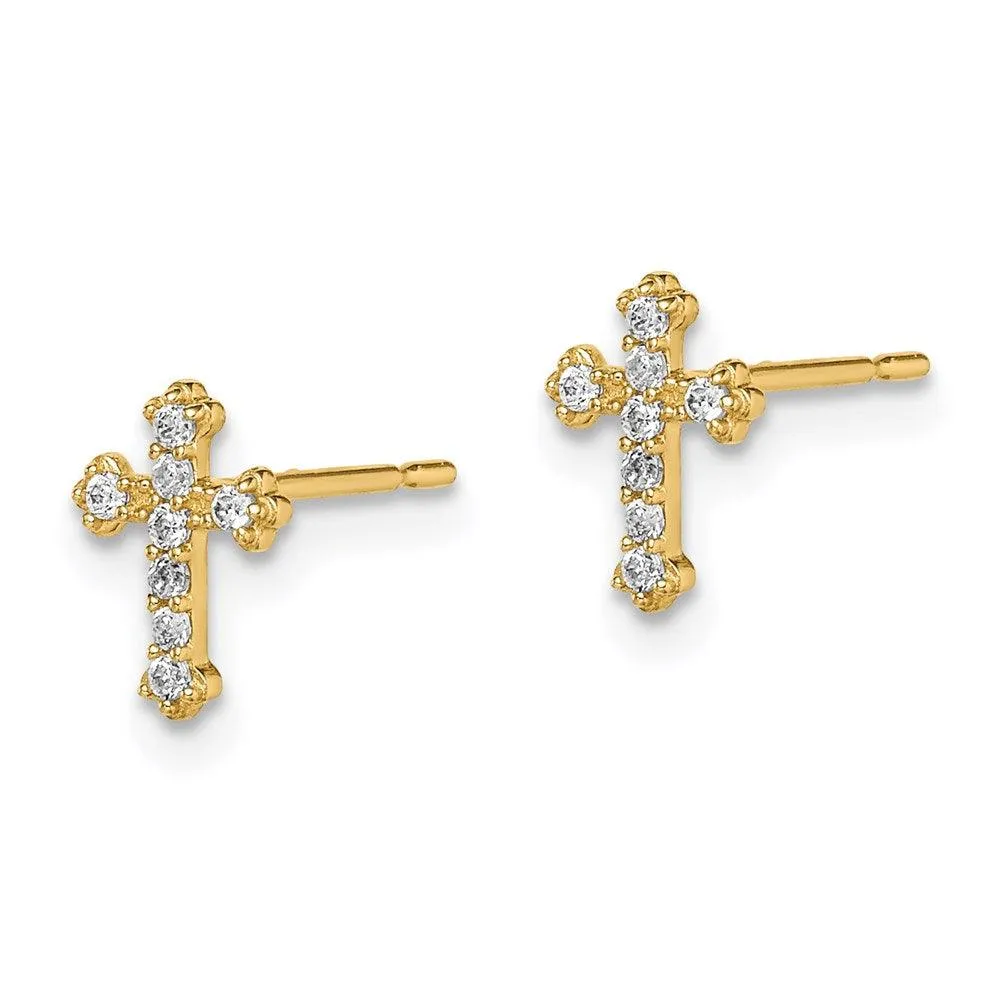 Madi K Kid's 14k  CZ Cross Post Earrings