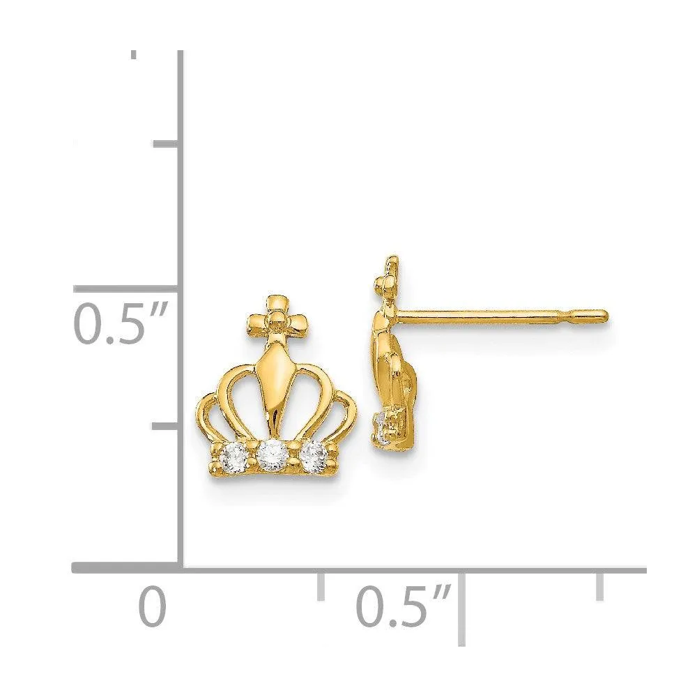 Madi K Kid's 14k  CZ  Crown Post Earrings