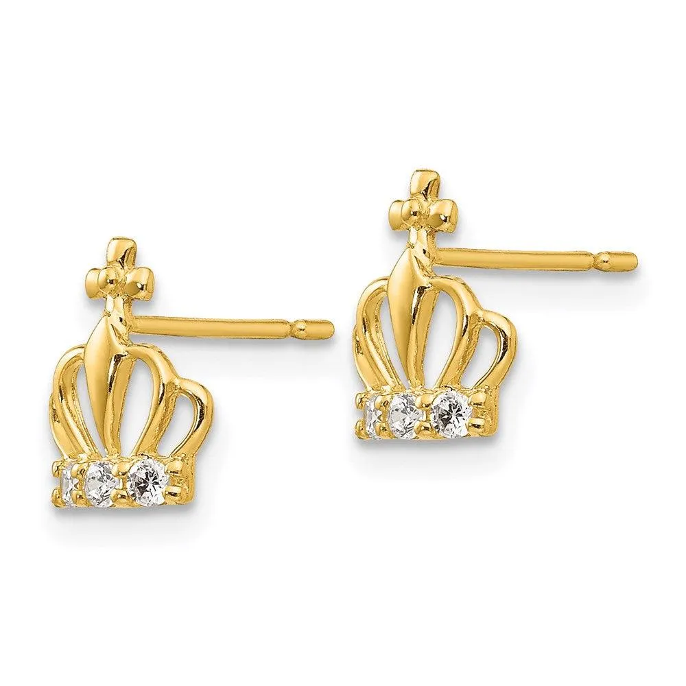 Madi K Kid's 14k  CZ  Crown Post Earrings