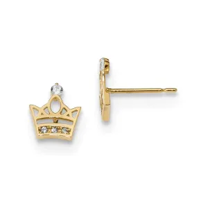 Madi K Kid's 14k   CZ Crown Post Earrings