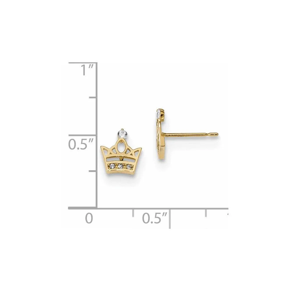 Madi K Kid's 14k   CZ Crown Post Earrings