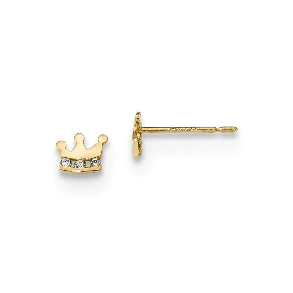 Madi K Kid's 14k   CZ Crown Post Earrings