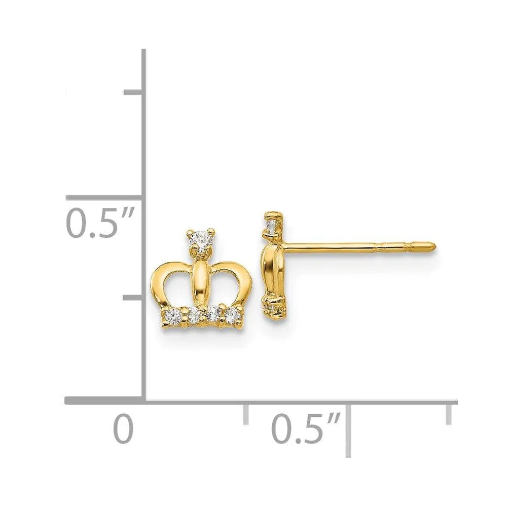 Madi K Kid's 14k  CZ Crown Post Earrings