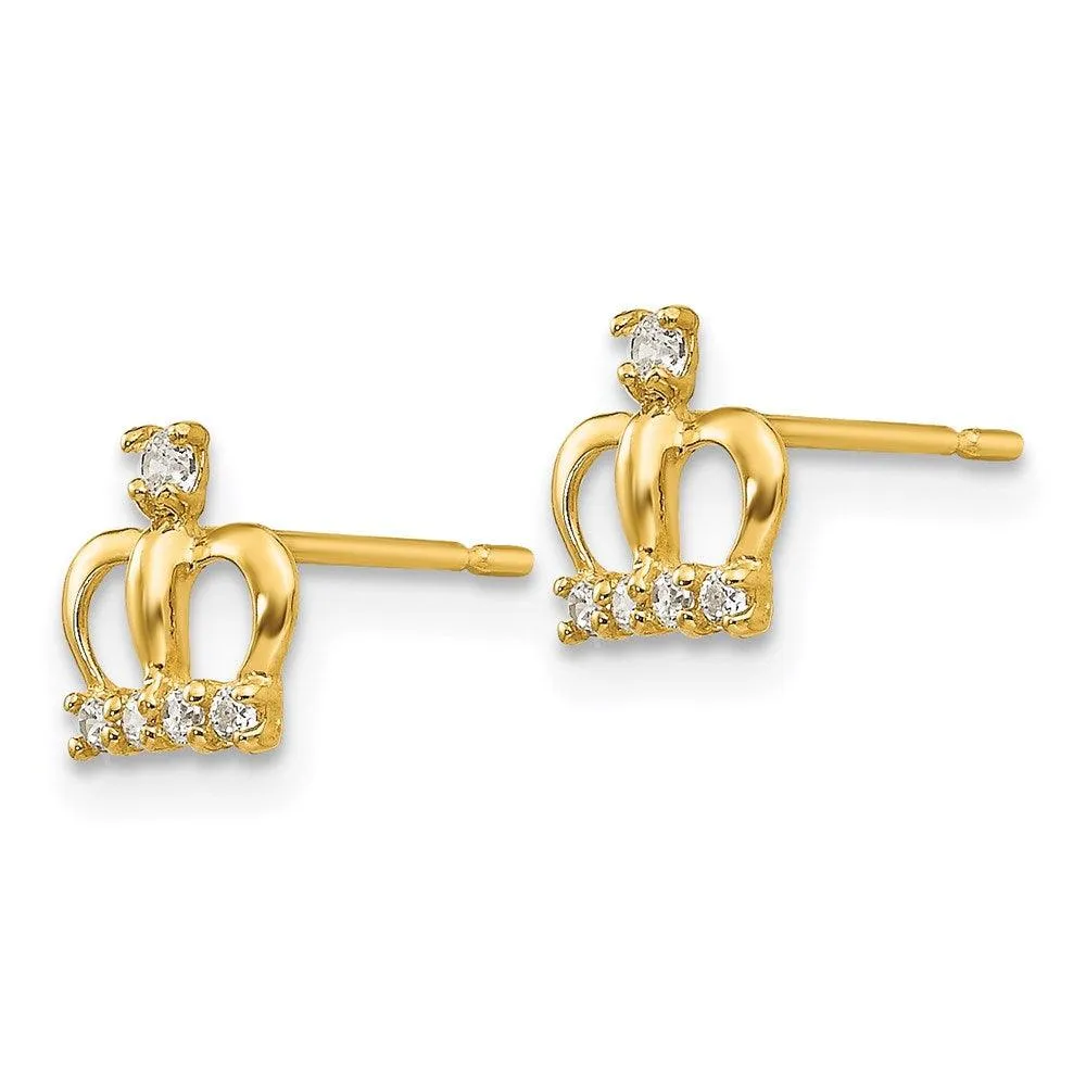Madi K Kid's 14k  CZ Crown Post Earrings