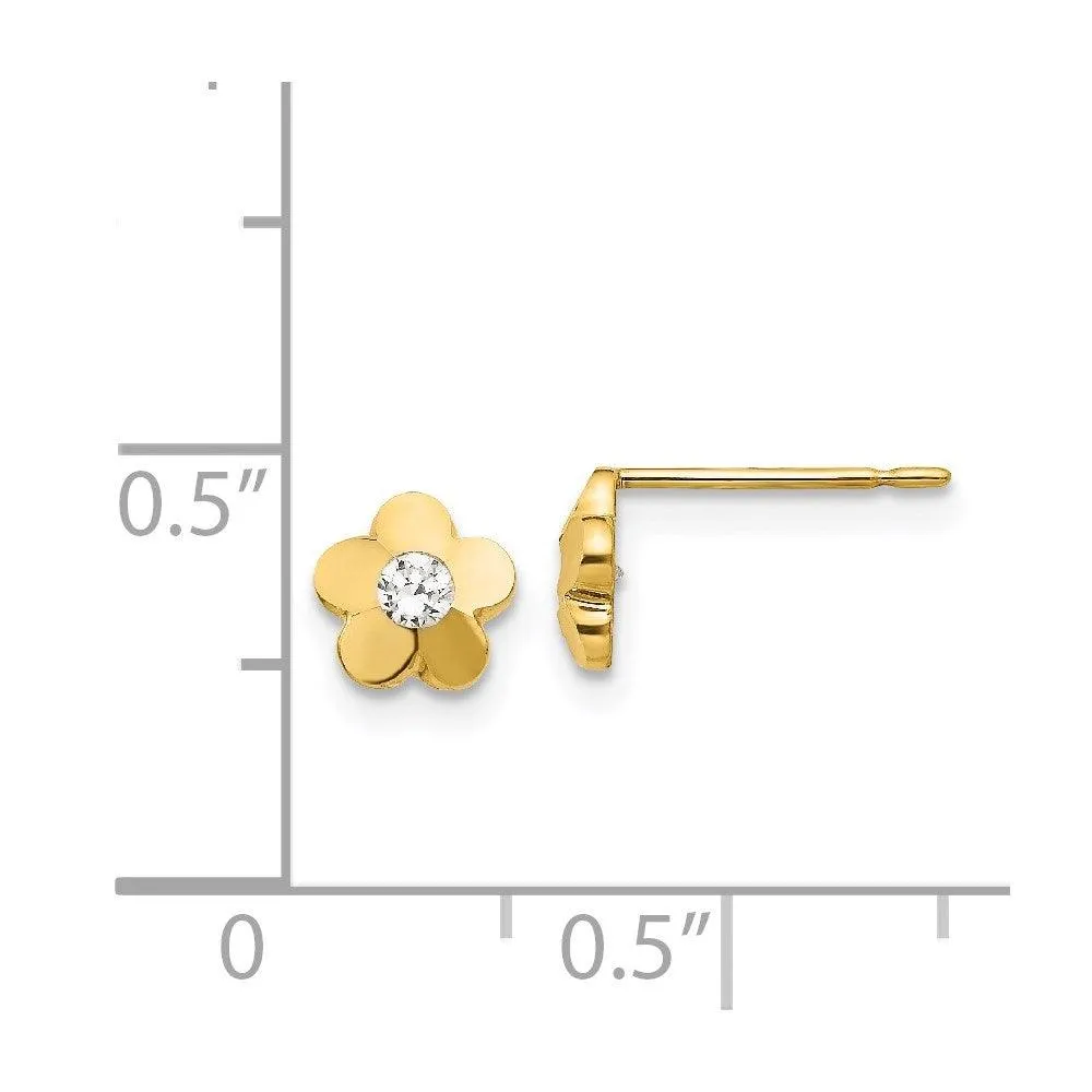 Madi K Kid's 14k  CZ D/C  Flower Post Earrings