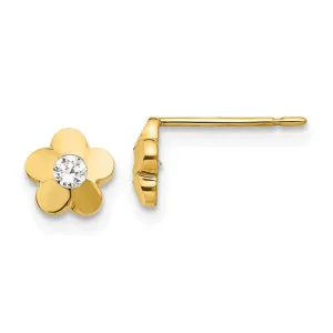 Madi K Kid's 14k  CZ D/C  Flower Post Earrings