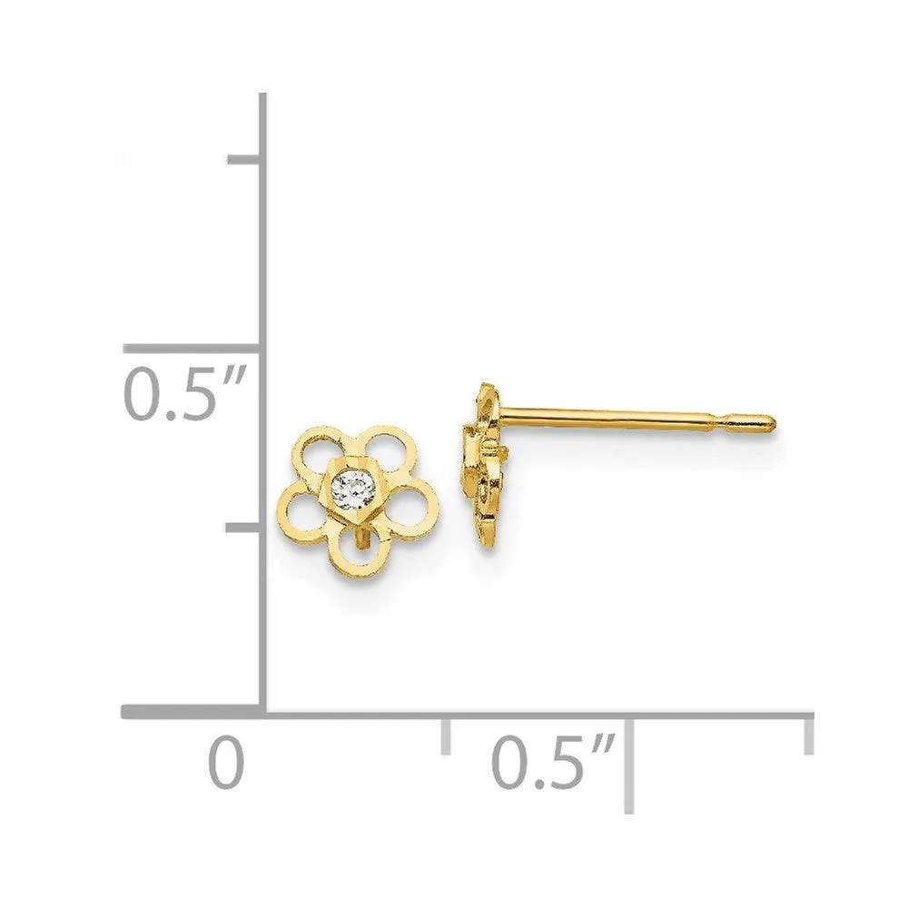 Madi K Kid's 14k  CZ D/C  Flower Post Earrings