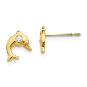 Madi K Kid's 14k  CZ  Dolphin Post Earrings