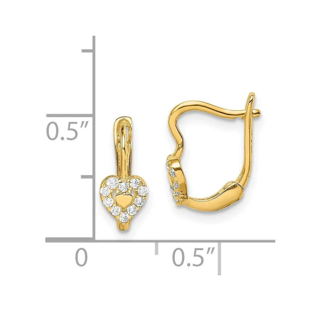 Madi K Kid's 14k  CZ Double Heart Hoop Earrings