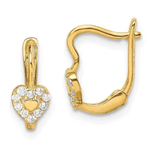 Madi K Kid's 14k  CZ Double Heart Hoop Earrings