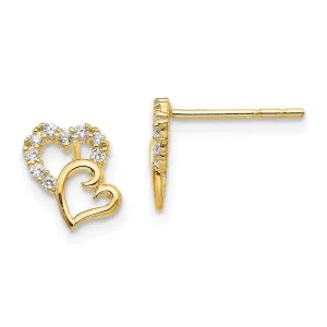 Madi K Kid's 14k  CZ Double Heart Post Earrings