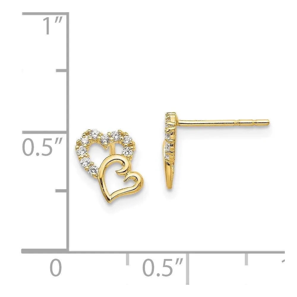 Madi K Kid's 14k  CZ Double Heart Post Earrings