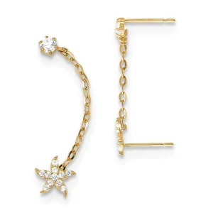 Madi K Kid's 14k  CZ Double Post w/Chain Starfish Earring